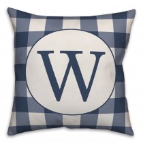Navy and White Buffalo Check Monogram 18x18 Personalized Indoor / Outdoor Pillow