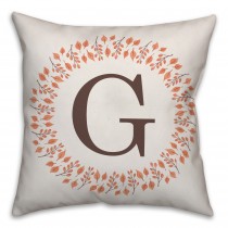 Fall Leaf Monogram 18x18 Personalized Indoor / Outdoor Pillow