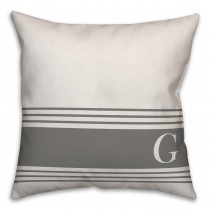 Gray Stripe Monogram 18x18 Personalized Indoor / Outdoor Pillow