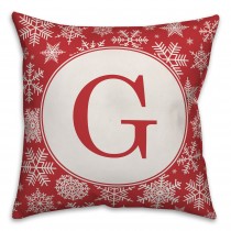 Snowflake Pattern Monogram 18x18 Personalized Indoor / Outdoor Pillow