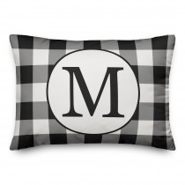 Black and White Buffalo Check Monogram 14x20 Personalized Indoor / Outdoor Pillow