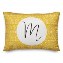 Yellow Dot and Dash Pattern Monogram 14x20 Personalized Indoor / Outdoor Pillow