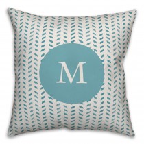 Blue Petal Pattern Monogram 18x18 Personalized Spun Poly Pillow