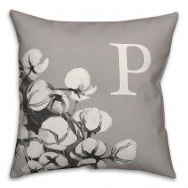 Cotton Wreath Monogram 18x18 Personalized Spun Poly Pillow
