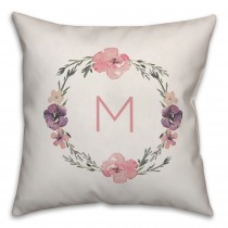Floral Wreath Monogram 18x18 Personalized Spun Poly Pillow
