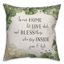 Bless Those Who Step Inside Our Home 18x18 Personalized Spun Poly Pillow