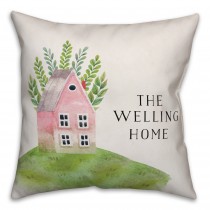 Watercolor Home Print 18x18 Personalized Spun Poly Pillow