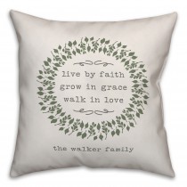 Faith, Grace and Love Wreath 18x18 Personalized Spun Poly Pillow