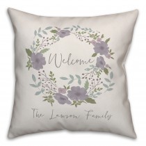 Cool Botanicals Welcome Wreath 18x18 Personalized Spun Poly Pillow