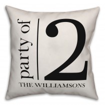 Party of 2 - Black and White 18x18 Personalized Spun Poly Pillow