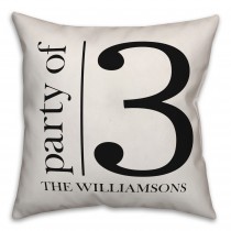 Party of 3 - Black and White 18x18 Personalized Spun Poly Pillow