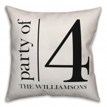 Party of 4 - Black and White 18x18 Personalized Spun Poly Pillow