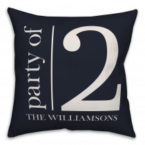 Party of 2 - Navy and White 18x18 Personalized Spun Poly Pillow