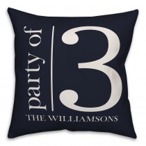 Party of 3 - Navy and White 18x18 Personalized Spun Poly Pillow