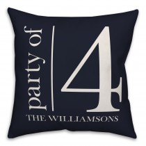 Party of 4 - Navy and White 18x18 Personalized Spun Poly Pillow
