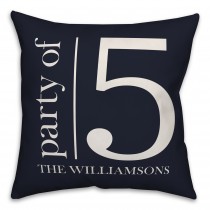 Party of 5 - Navy and White 18x18 Personalized Spun Poly Pillow