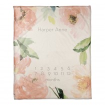 Blush Floral Border 50x60 Personalized Coral Fleece Blanket