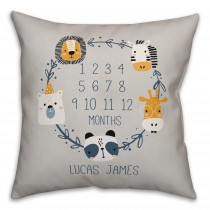 Yellow and Blue Animal Crew 18x18 Personalized Spun Poly Pillow