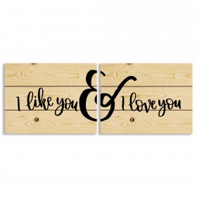 I Like You & I Love You 14x10.5 Pallet Wood Art Collection