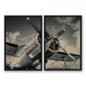 Vintage Plane 20x30 Black Floating Framed Canvas Collection