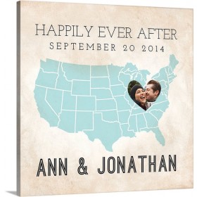 Happily Ever After Personalized Gallery Wrapped Canvas 16x16