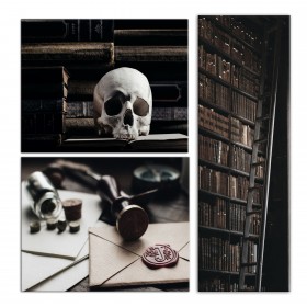 Vintage Library Set 32x36 Canvas Wall Art