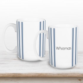 Simple Blue Stripes Personalized 15 oz Mug