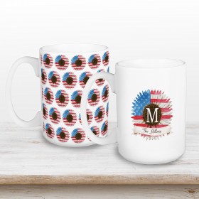 Sunflower Monogram Personalized 5 x 4.62 Mug