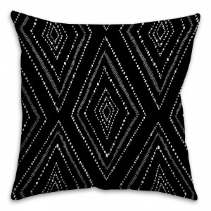 Black and White Diamond Boho Tribal Throw Pillow 