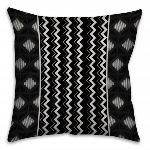 Black and White Chevron Boho Tribal Throw Pillow