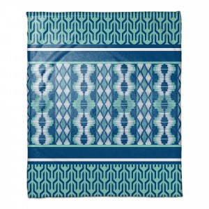 Blue Mint and White Boho Tribal 50x60 Throw Blanket