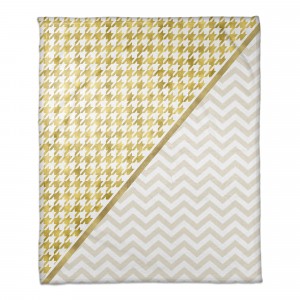 Houndstooth Chevron Gold 50x60 Throw Blanket