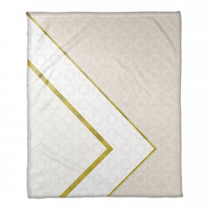 White and Cream Inverse Pattern with Gold 50x60 Throw Blanket