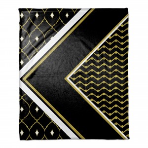Gold Black and White Patched Patterns 50x60 Throw Blanket