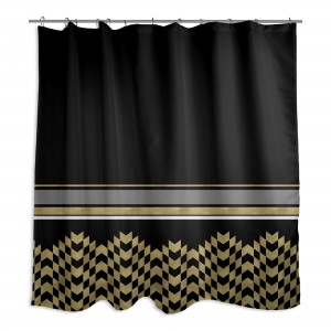 Black And Gold Chic Weighted 71x74 Shower Curtain