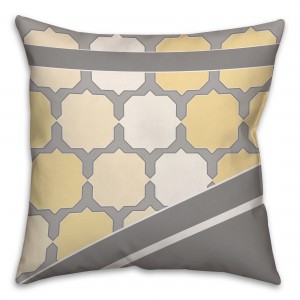 Yellow and Gray Geometric Pattern Throw Pillow