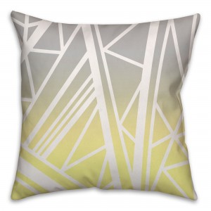 Yellow and Gray Gradient Geometric Pattern Throw Pillow 