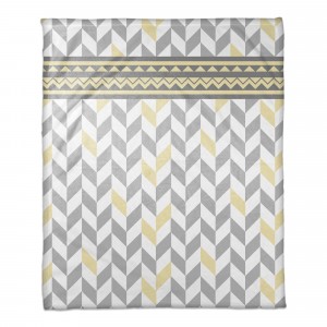 Chevron Bone Gray and Yellow 50x60 Throw Blanket