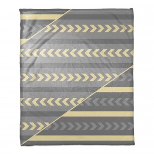 Inverse Arrows and Stripes Gray and Yellow 50x60 Throw Blanket 