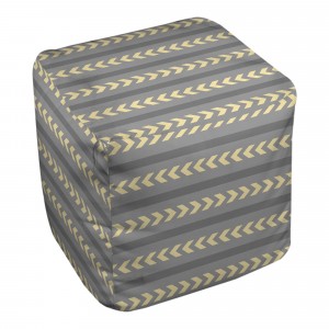 Yellow And Gray Chevron Pattern 18x18x18 Ottoman 