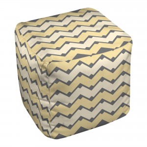 Yellow And Gray Mixed Chevron Pattern 18x18x18 Ottoman