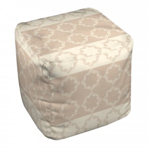 Ivory Patterned Quatrefoil 18x18x18 Ottoman