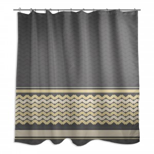 Mixed Chevron Mellow Yellow And Gray 71x74 Shower Curtain