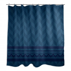 Navy Alternated Pattern With Chevron 71x74 Shower Curtain