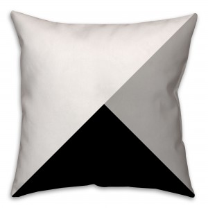 Black and Gray Color Block Triangles Throw Pillow 