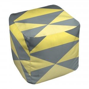 Yellow And Gray Stripes 18x18x18 Ottoman