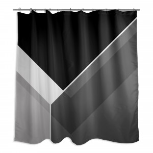 Black White And Gray Color Block Asymmetrical 71x74 Shower Curtain