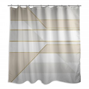 Ivory and Gold Color Blocking 71x74 Shower Curtain