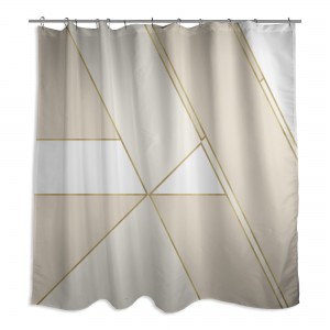 Ivory and Gold Color Blocking 71x74 Shower Curtain