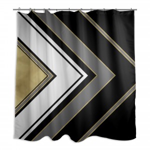 Black And White Arrow Gold 71x74 Shower Curtain